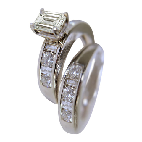 Platinum - Diamond Engagement and Wedding Band Set 3.53 Ctw