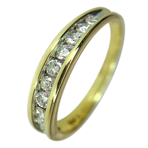 14 KT YELLOW GOLD ROUND DIAMOND WEDDING BAND - 0.57 CT