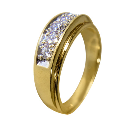 14 KT YELLOW GOLD - WEDDING BAND WITH ROUND DIAMOND FOR MEN - 0.50 CT
