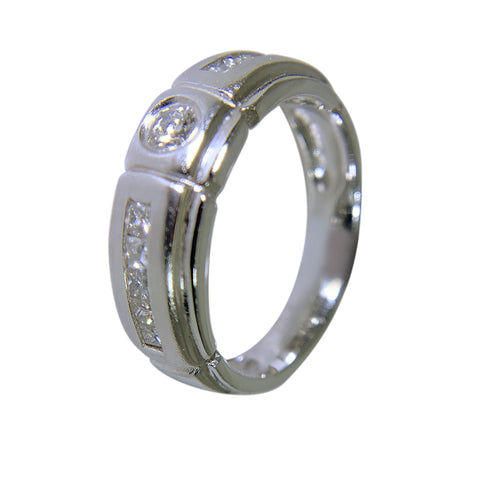 14 KT WHITE GOLD - MENS BAND WITH DIAMONDS - 0.85 CT