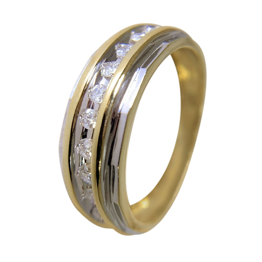 10 KT TT GOLD - WEDDING BAND WITH ROUND DIAMONDS - 0.23 CT