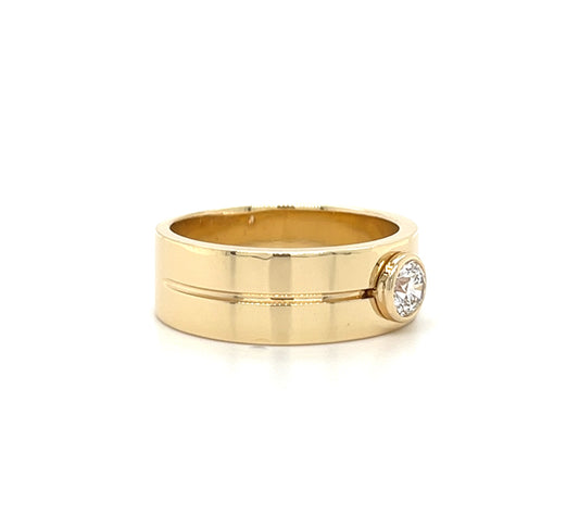 14KT YELLOW GOLD FANCY MEN'S DIAMOND WEDDING BAND