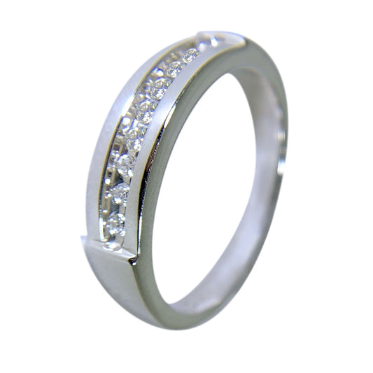 10 KT WHITE GOLD - ROUND DIAMONDS WEDDING BAND - 0.45 CT