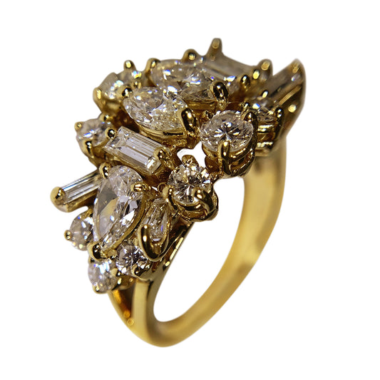 18 KT YELLOW GOLD DIAMONDS WOMENS RING - 3.86 CT