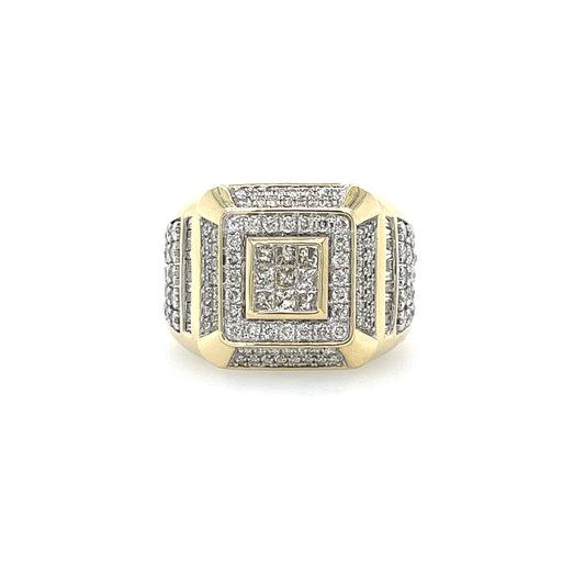 10KT YELLOW GOLD FANCY MEN'S CUSTOM MADE DIAMOND FASHION RING