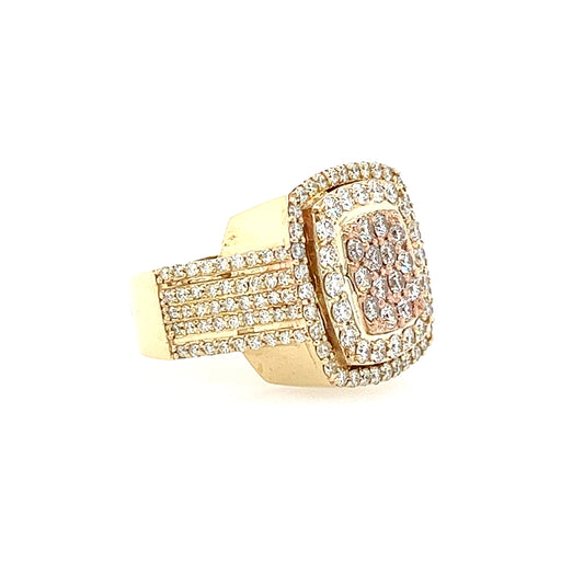 14KT YELLOW GOLD FANCY MEN'S CUSTOM MADE DIAMOND FASHION RING