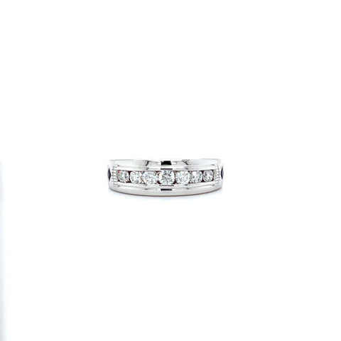 14KT WHITE GOLD DIAMOND AND SAPHIRE WEDDING RING