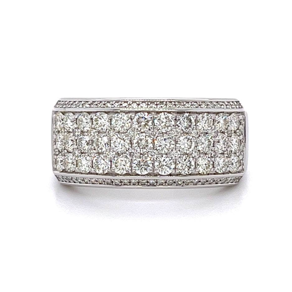 14KT WHITE GOLD FANCY MENS DIAMOND WEDDING BAND