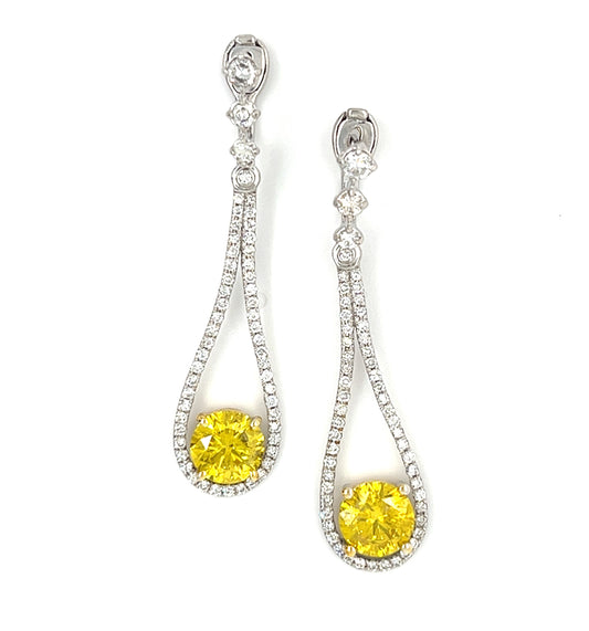 14KT WHITE GOLD ELEGANT DIAMOND DROP EARRINGS