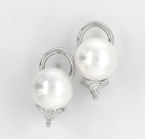 18KT WHITE GOLD FANCY LADIES DIAMOND AND PEARL