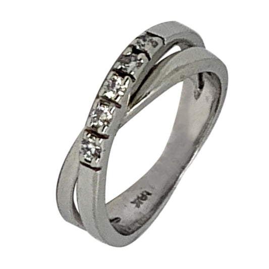 18 KT WHITE GOLD ROUND DIAMOND 5 STONES ENGAGEMENT RING - 0.20 CT