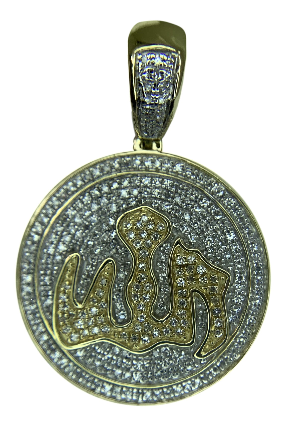 14 KT YELLOW GOLD - MEDAL WITH DIAMONDS PENDANT - 0.88 CT