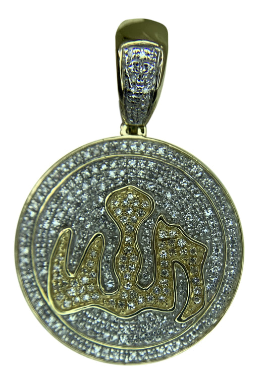 14 KT YELLOW GOLD - MEDAL WITH DIAMONDS PENDANT - 0.88 CT