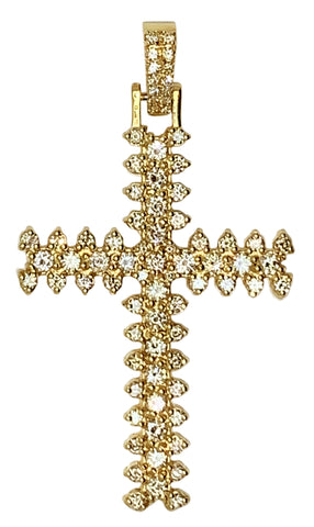 14 YELLOW GOLD - GORGEOUS DIAMOND CROSS PENDANT - 3.32 CT