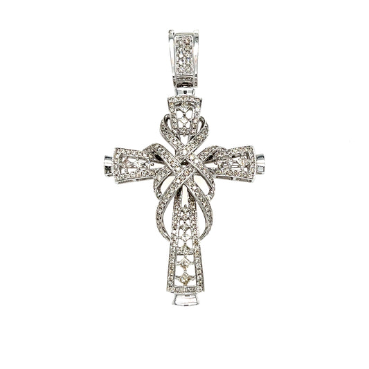 ANTIQUE STYLE MENS DIAMOND CROSS PENDANT