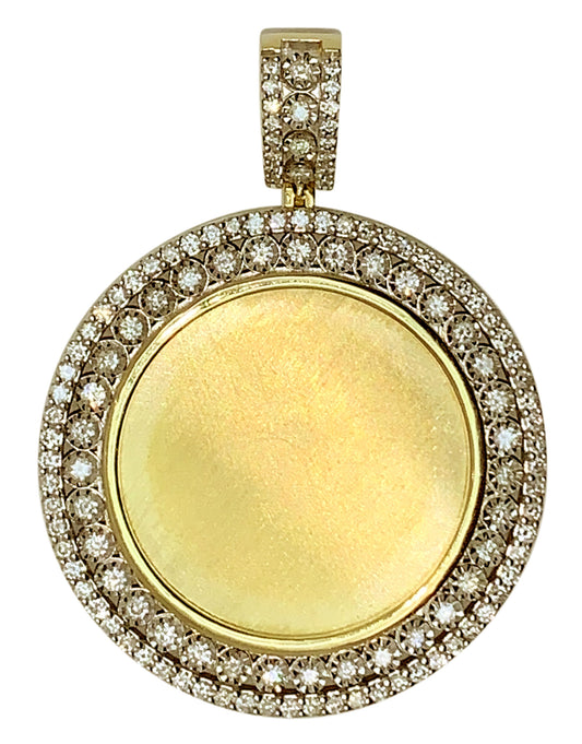 10 KT YELLOW GOLD - ROUND DIAMOND CUSTOM PENDANT - 2.96 CT