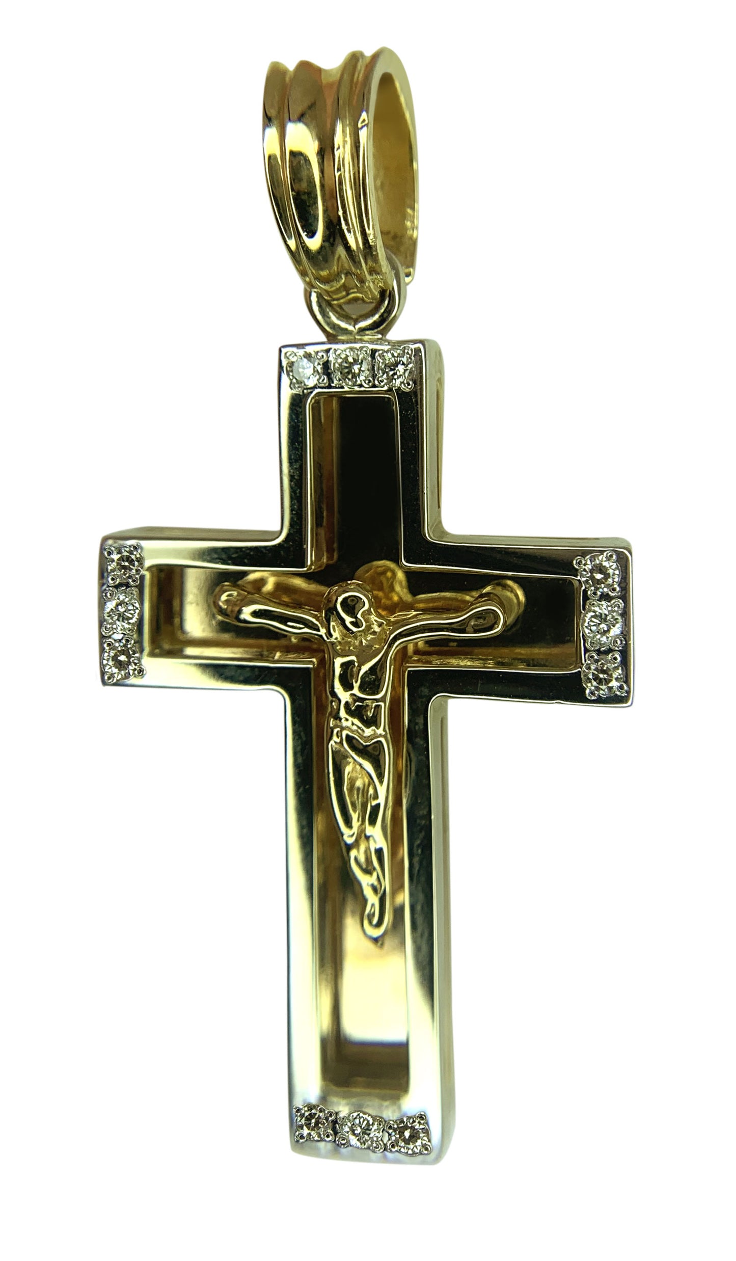 14 KT YELLOW GOLD -  DIAMOND CROSS - 0.32 CT