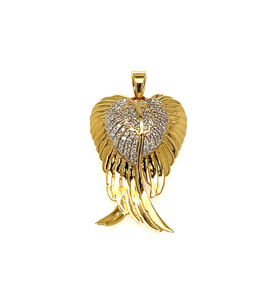 14KT YELLOW GOLD DIAMOND WINGS PENDANT