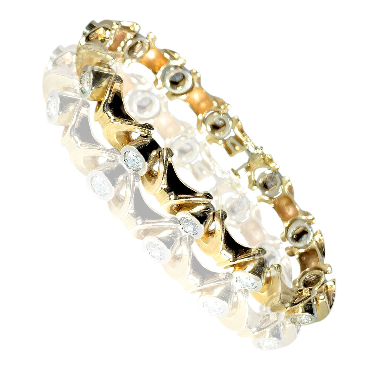 18K TT Gold Beautiful Diamonds Design Womens Bracelet 3.00 ct