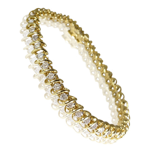 14K Yellow Gold Gorgeous Tennis Design with Round Diamonds Womens Bracelet 3.00 ct