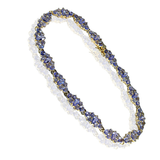 14K Yellow Gold Delicate Tanzanite Design Womens Bracelet 8.00 ct