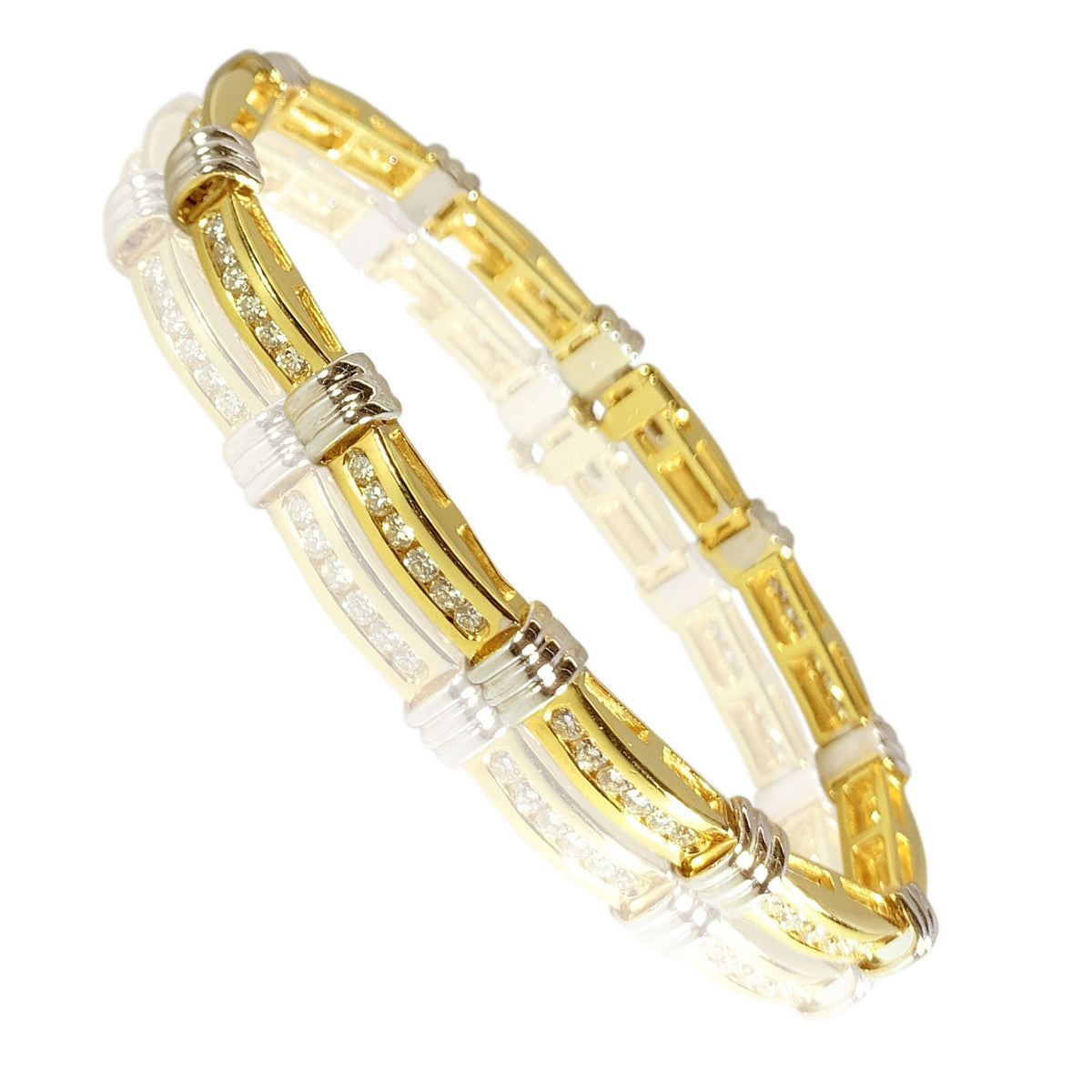 14K TT Gold Beautiful Diamonds Womens Bracelet 1.98 ct