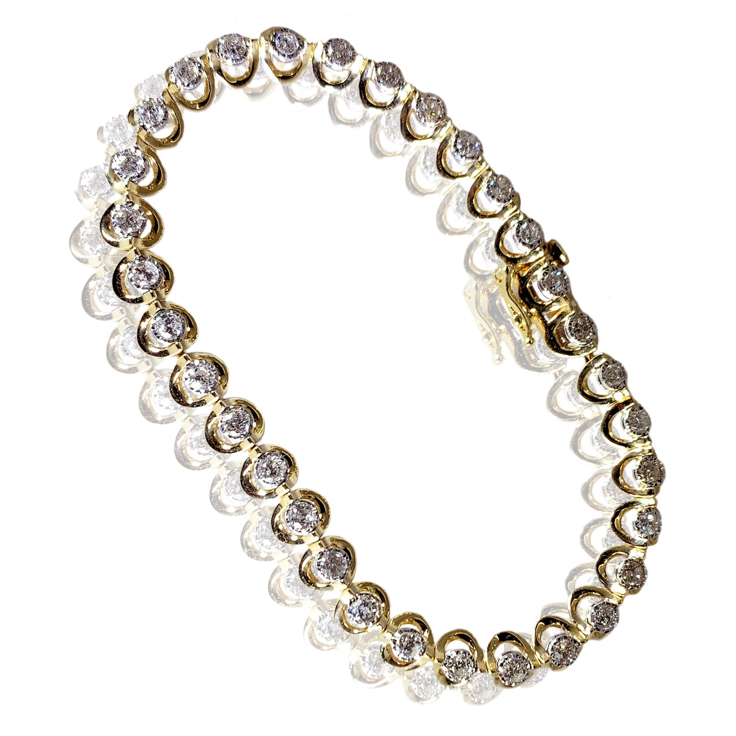 10K Yellow Gold Wonderful Womens Bracelet with Round Diamonds 2.05 ct