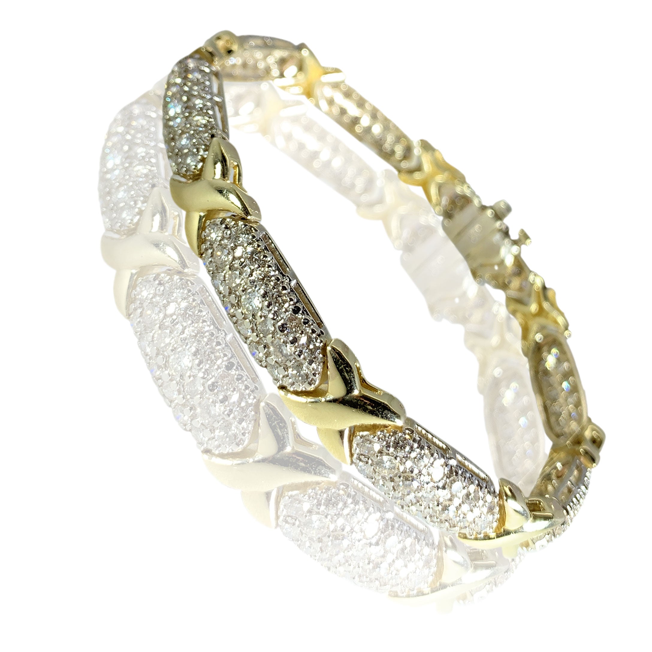 14K Yellow Gold Wonderful Design Diamonds Womens Bracelet 7.78 ct