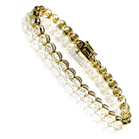 14K Yellow Gold Tennis Design Diamonds Womens Bracelet 5.25 ct