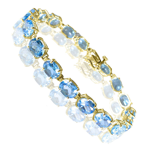 14K Yellow Gold Blue Topaz Womens Bracelet