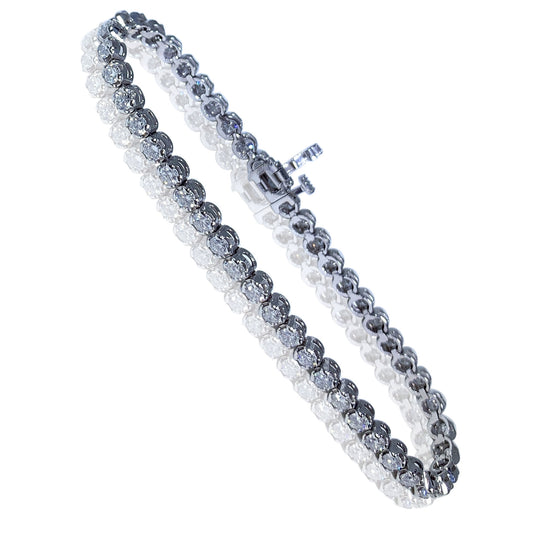 14K White Gold Diamonds Tennis Womens Bracelet 3.15 ct