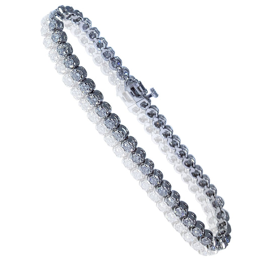 14K White Gold Diamonds Tennis Womens Bracelet 4.00 ct