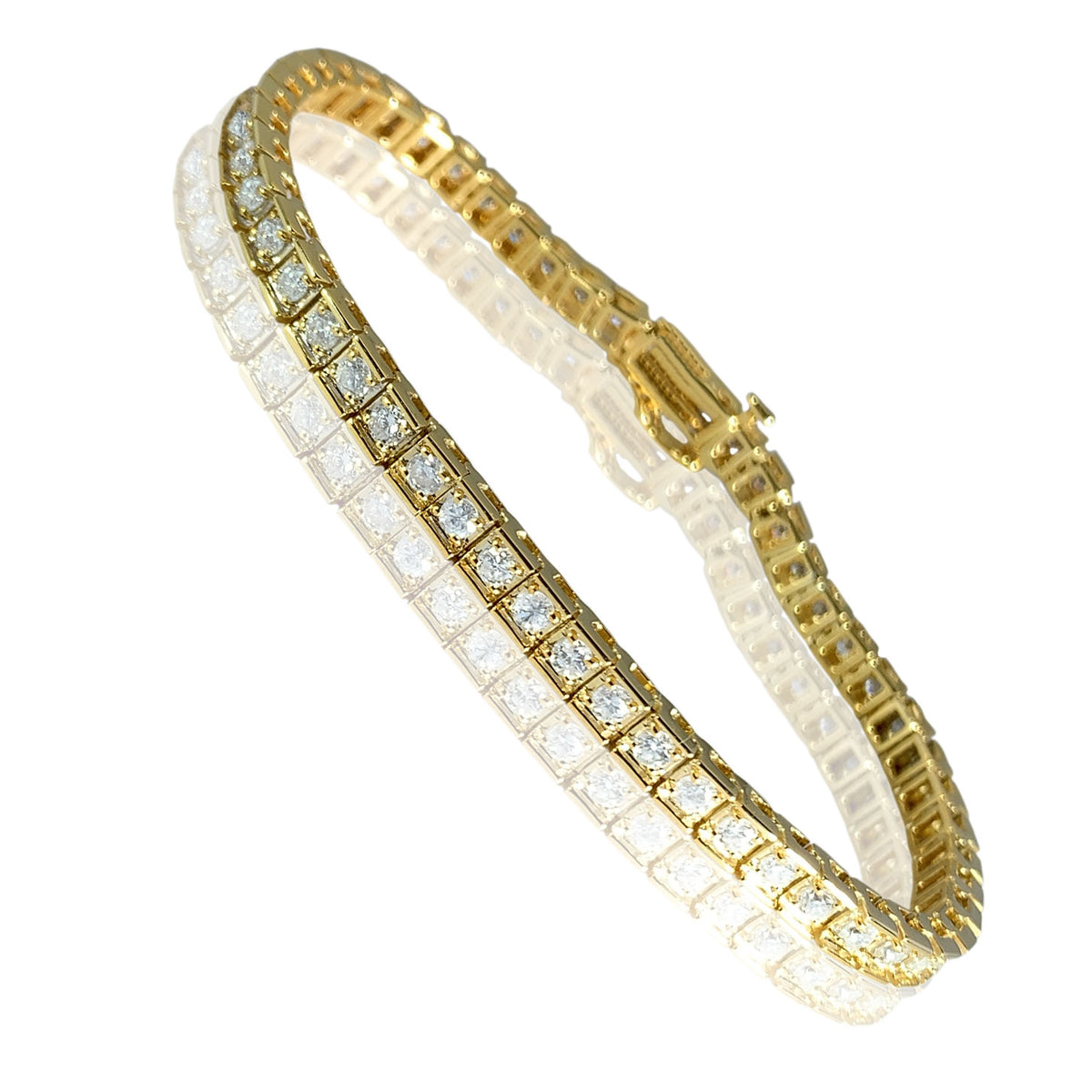 14K Yellow Gold Tennis Design Diamond Womens Bracelet 4.6 ct