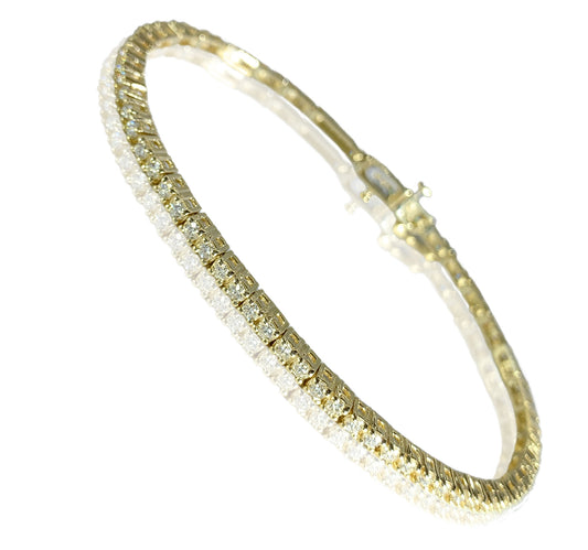 14K Yellow Gold Diamonds Tennis Womens Bracelet 2.23 ct