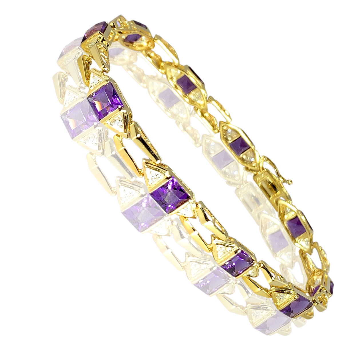 14K Yellow Gold Design with Amethysts and Diamonds 0.28 ct