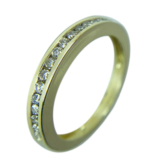 14 KT YELLOW GOLD ROUND DIAMOND WEDDING BAND - 0.41 CT