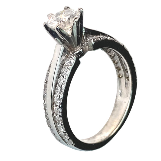 14 KT WHITE GOLD WONDERFUL DIAMOND ENGAGEMENT RING - 1.44 CT