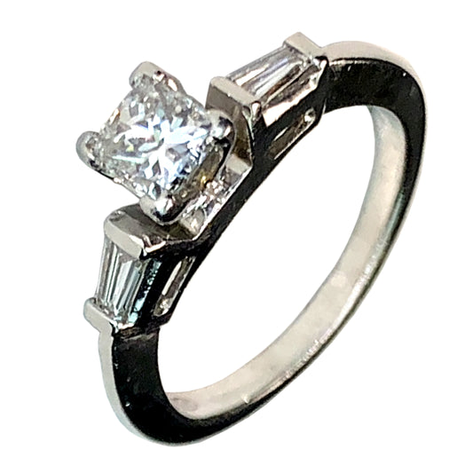 PLATINUM PRINCESS DIAMOND ENGAGEMENT RING - 0.87 CT