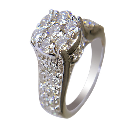 14 KT WHITE GOLD WOMENS RING - 1.87 CT