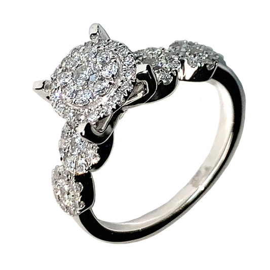 14 KT WHITE GOLD ROUND DIAMOND ENGAGEMENT RING - 0.75 CT