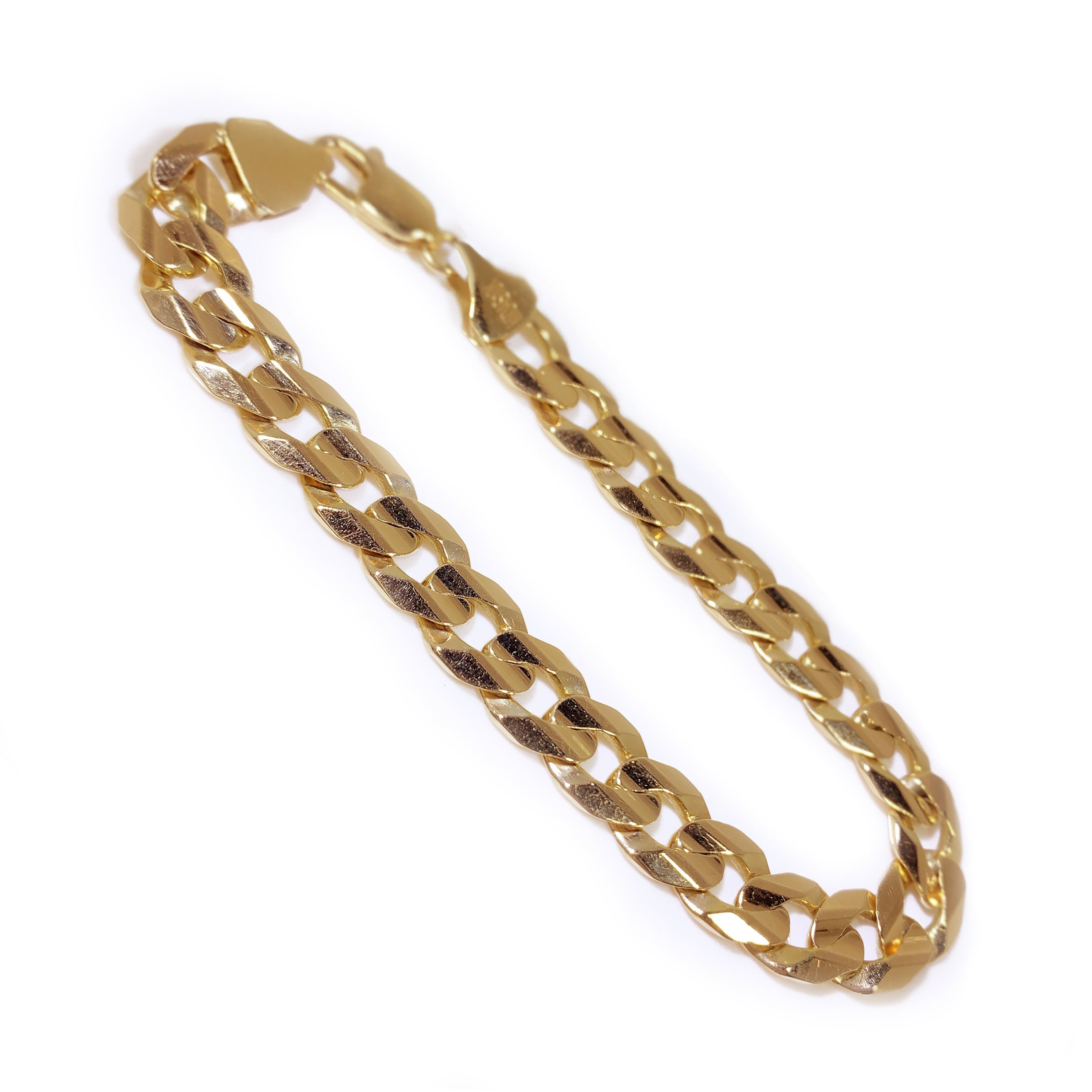 14K Yellow Gold Cuban Link Men Bracelet 8.5"  11mm