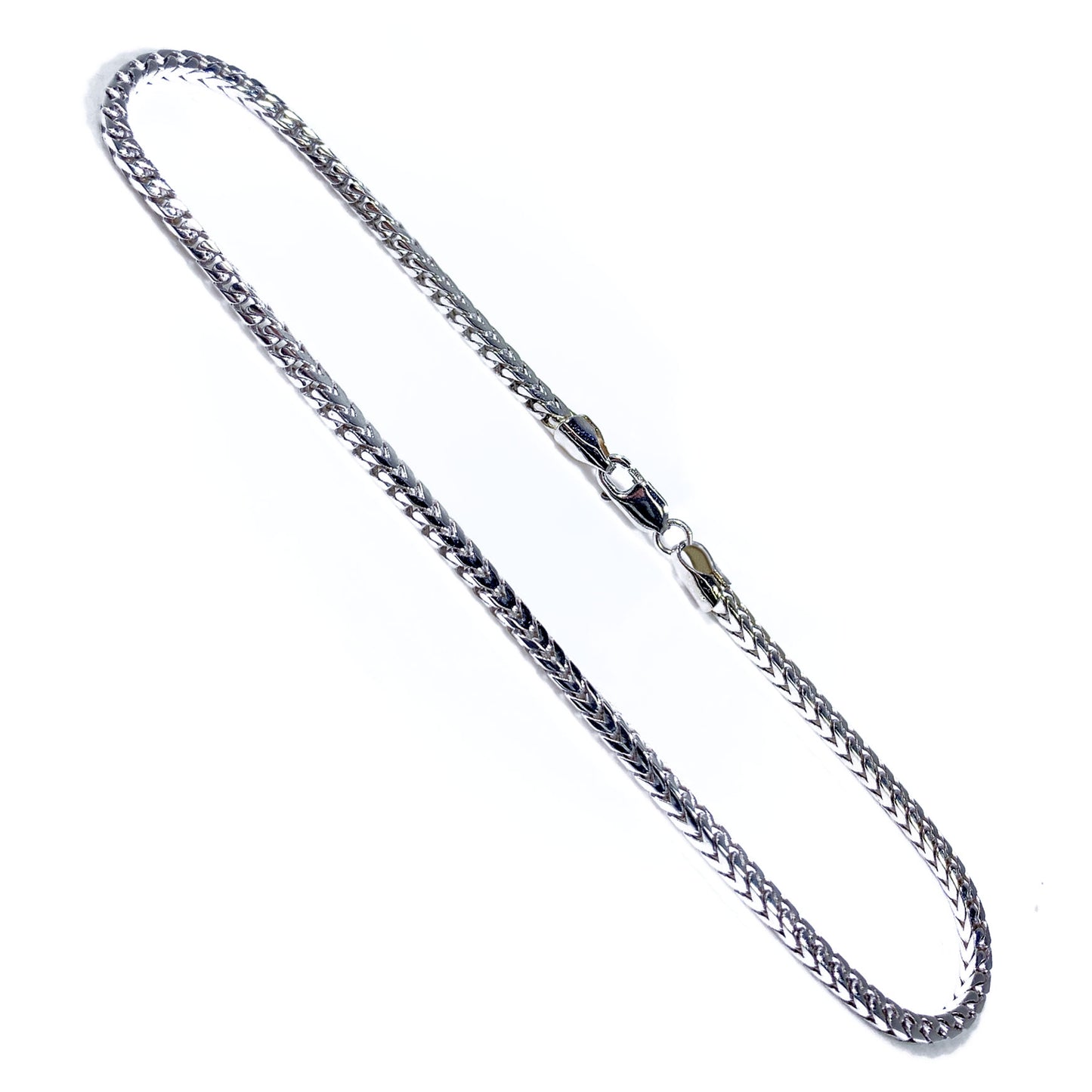 14K White Gold Men’s Fancy Franco Style Bracelet 8″ Inches