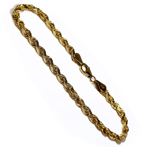 10K Yellow Gold Men’s Fancy Rope Style Bracelet 9″ Inches