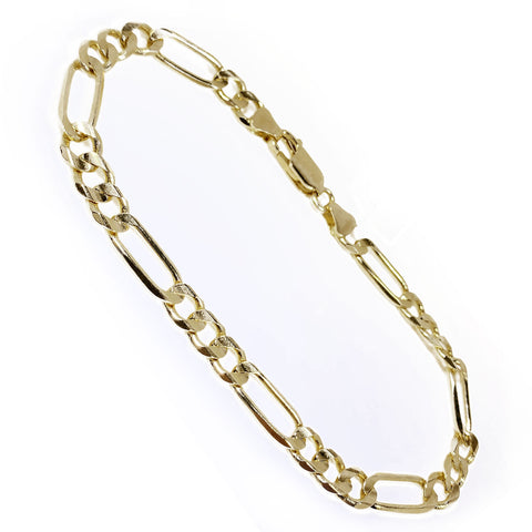 10K Yellow Gold Figaro Men Bracelet 8" 6mm