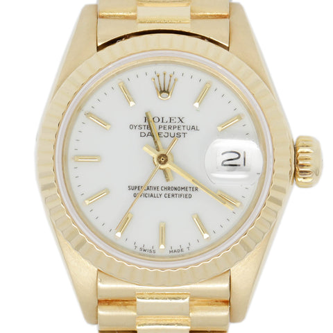 Rolex DateJust President 69178 18K Yellow Gold 26mm Womens Watch White Dial