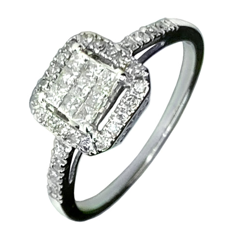 14 KT WHITE GOLD BEAUTIFUL ENGAGEMENT RING - 0.80 CT