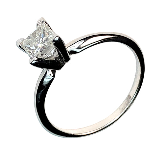 14 WHITE GOLD PRINCESS DIAMOND ENGAGEMENT RING - 0.96 CT