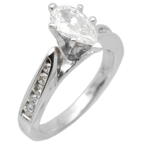 14K White Gold - Fancy Womens Diamond Engagement Ring Band 1.22 Ct