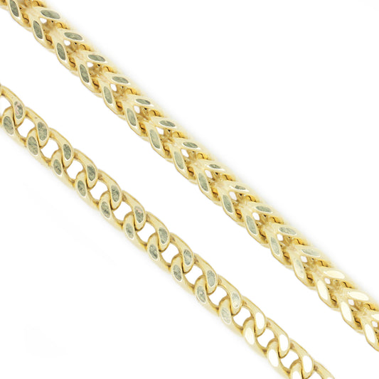 10K Yellow Gold 3.0 mm Franco Chain Necklace 24 Inches Diamond Cut