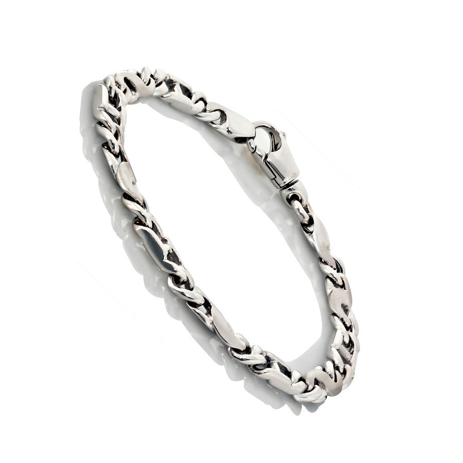 14K White Gold Mens Fancy Bracelets 8.5″ Inches
